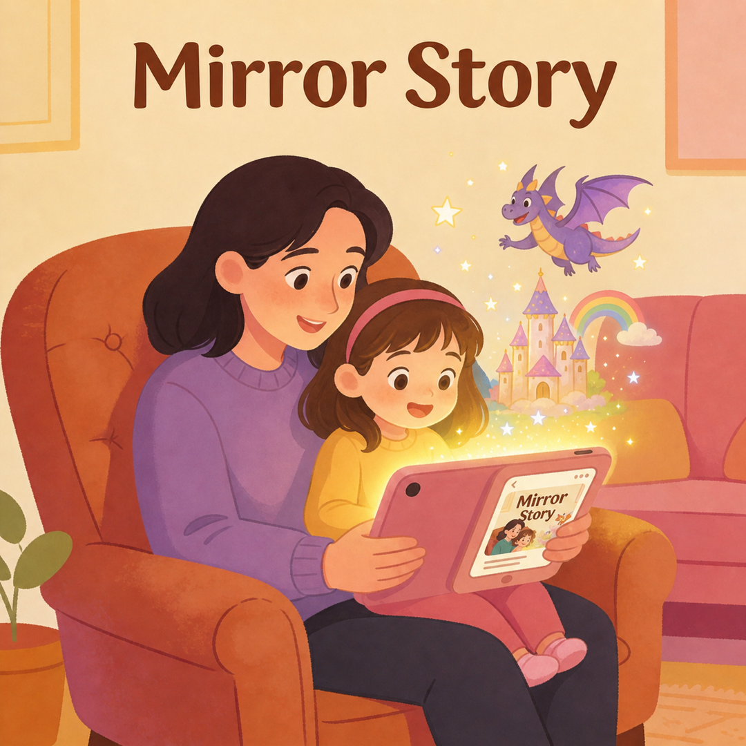 Parent and child reading a story together